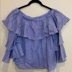 Off the shoulder striped flowy blouse